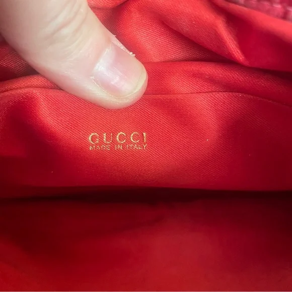 Gucci Red Satin Bamboo Crossbody Bag - Picture 10 of 15